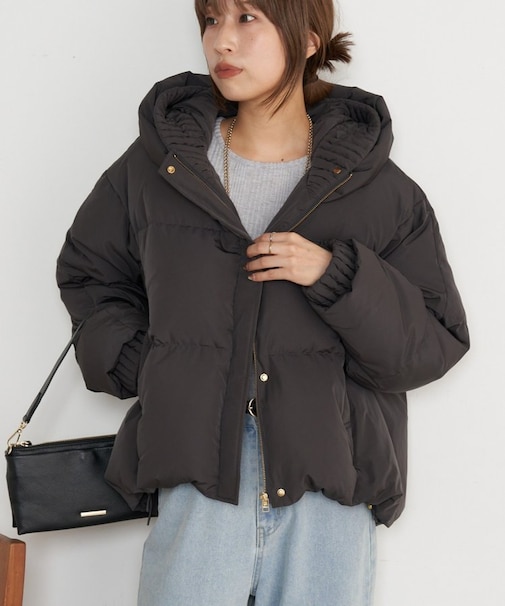 リブ襟ショートダウン