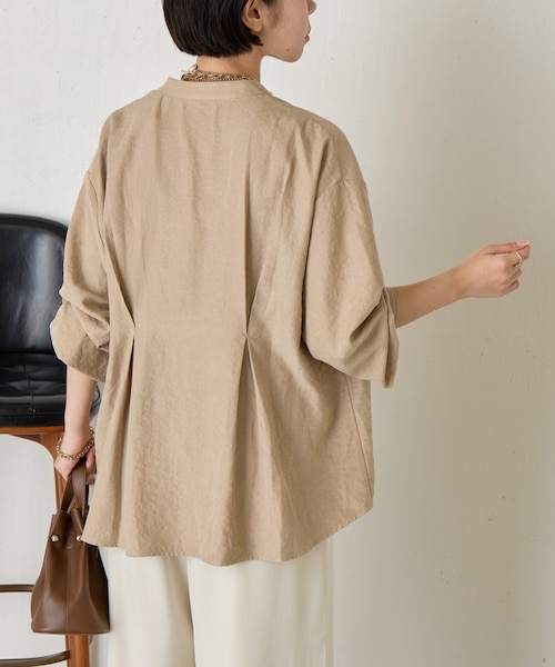 マーガレットカットジャカード ウエストギャザーブラウス｜トゥモロ