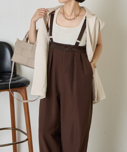 サテン切替カーブサロペ