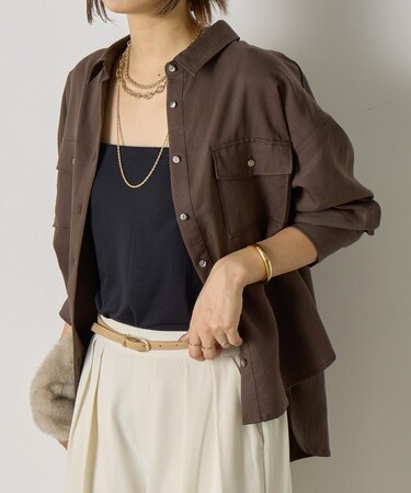 袖タックダブルポケットシャツ