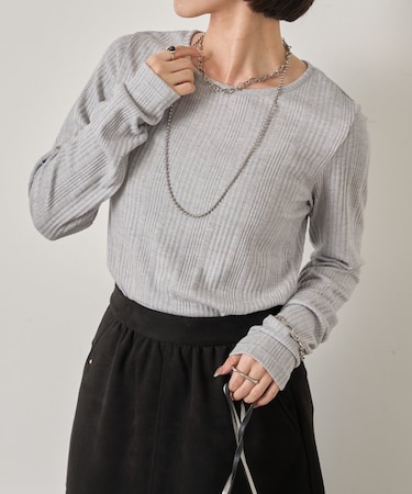 【インナーにも◎】ランダムラメリブカットソー