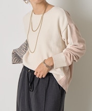 モール配色クルーニット