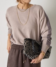 モール配色クルーニット