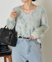 マーブルラメシャギーニット