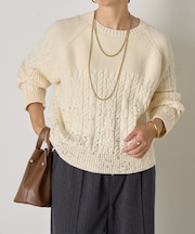 箔プリントケーブルニット