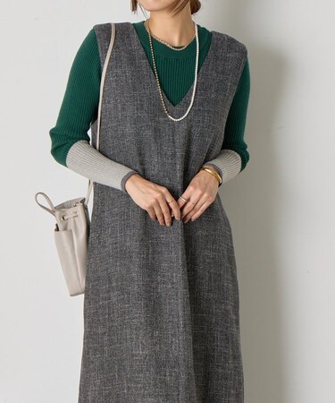 ツイードVネックジャンスカ