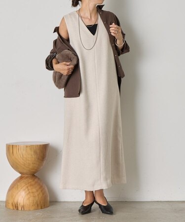 ツイードVネックジャンスカ