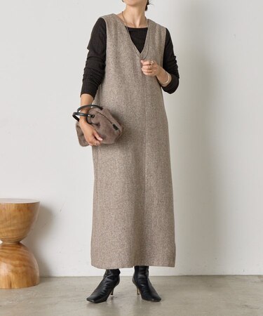 ツイードVネックジャンスカ