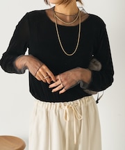 シアー切替ベロアカットソー