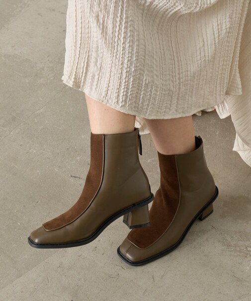 スエード切替配色ブーツ