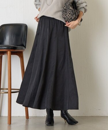 ナイロンピンタックフレアスカート