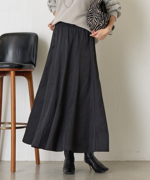 ナイロンピンタックフレアスカート