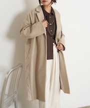 キルティング切替ロングコート