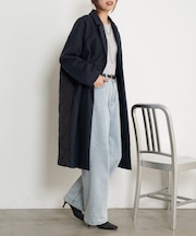 キルティング切替ロングコート