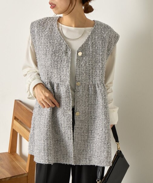 《さわゆい企画》【セレモニー/オケージョン】ツイードペプラムジレ