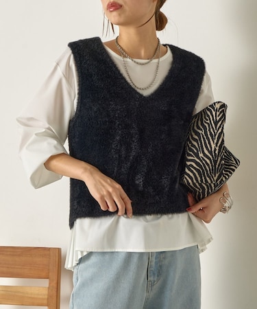 フェザーベストセットブラウス