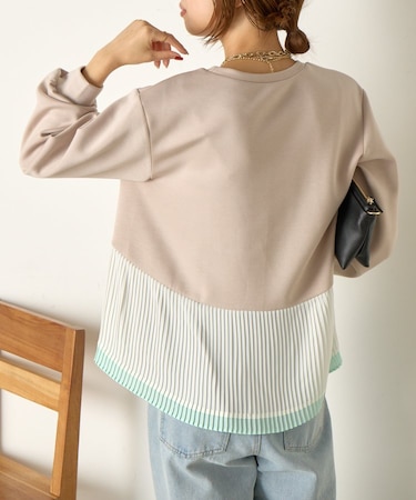 裾プリーツボンディングカットソー