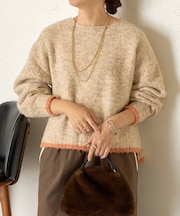 バイカラークルーニット