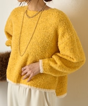 バイカラークルーニット