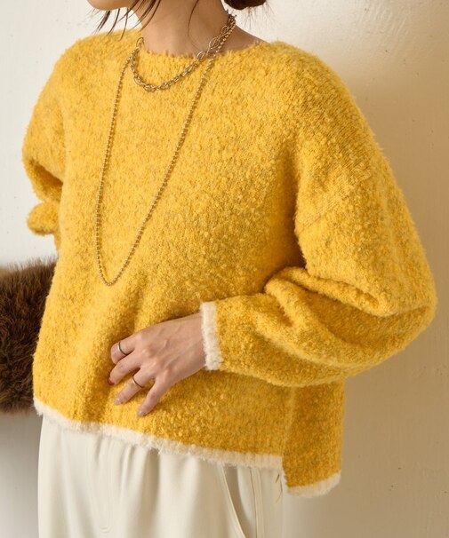 バイカラークルーニット