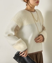 ライン配色フェザーニット