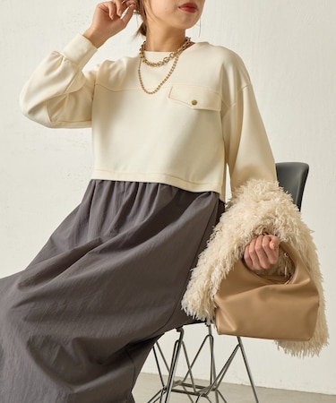 レイヤード風ナイロンワンピース