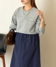 レイヤード風ナイロンワンピース