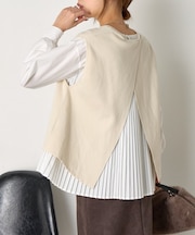 【体系カバー/2点セット】ベストセットプリーツブラウス