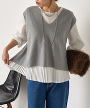 【体系カバー/2点セット】ベストセットプリーツブラウス