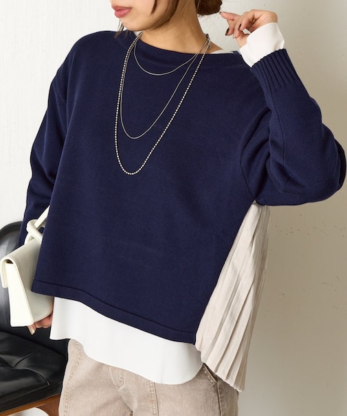 【体系カバー◎】バックプリーツボートニット