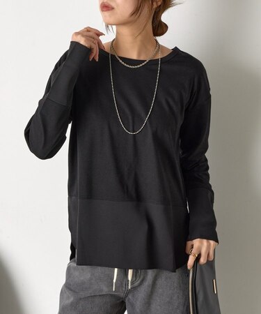 【重ね着で活躍】裾切替カットソー