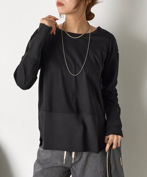 【重ね着で活躍】裾切替カットソー