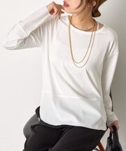 【重ね着で活躍】裾切替カットソー