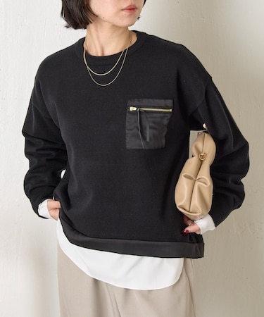 ポケットサテン配色ニット