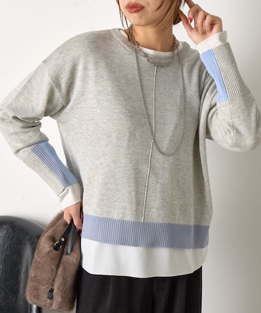 【一枚で映える】3配色ボックスニット