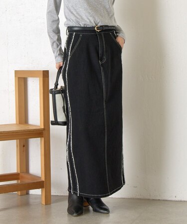 サイドフリンジデニムスカート