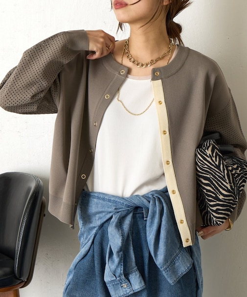 ビハイ袖メッシュ2WAYカーディガン
