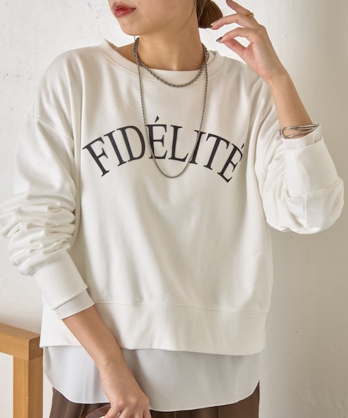 【大人カジュアル】裏毛フロッキーロゴカットソー