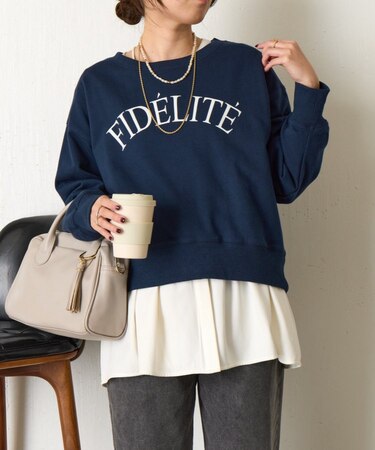 【大人カジュアル】裏毛フロッキーロゴカットソー