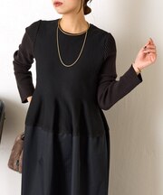 【体系カバー/上品】ペプラム切替ワンピース