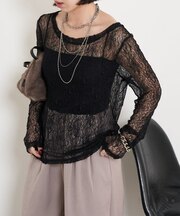 【レイヤードで映える一枚】レースシアーカットソー