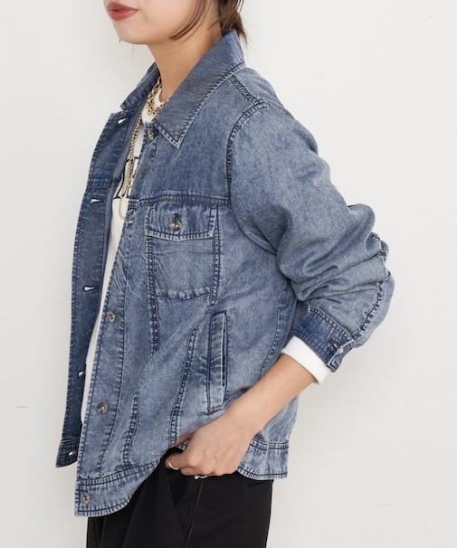 【やわらかく羽織るデニム】テンセルデニムステンジャケット