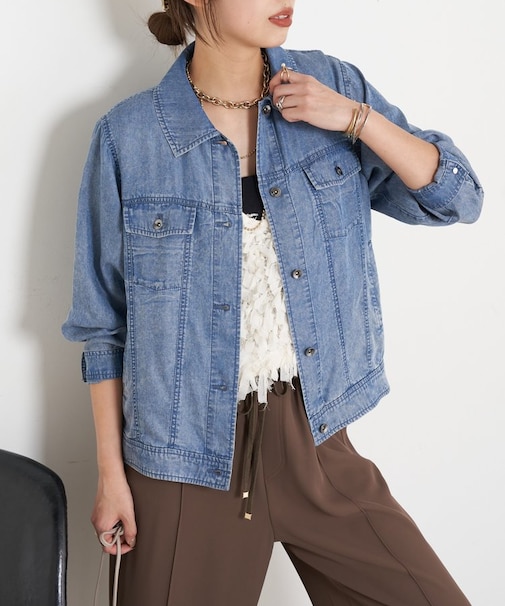 【やわらかく羽織るデニム】テンセルデニムステンジャケット