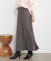 【ウエストゴム/楽チン】ワッシャーツイルロングスカート