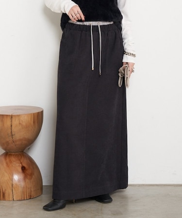 ウエスト配色微起毛スカート