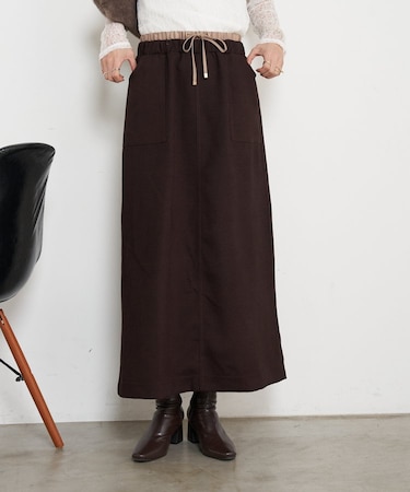 ウエスト配色微起毛スカート