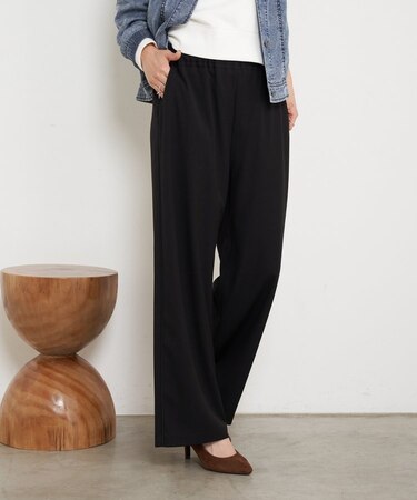 【ウエストゴム/足長効果◎】サテンナローパイピングパンツ
