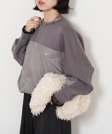 【1枚で様になる／ラクチン綺麗】フハク切替ダンボールカットソー