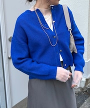 【春まで着れる】カタアゼ金ボタンカーディガン