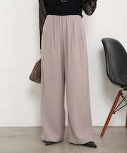 【ゆるっと美シルエット】ウエストギャザーワイドパンツ